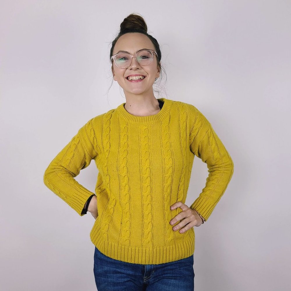 Mustard Yellow Cable Knit Sweater